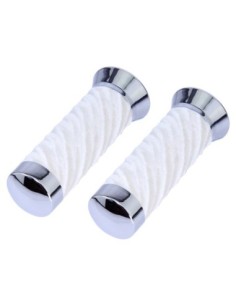Custom Swirl Velour Grips 7/8 long 130mm White.